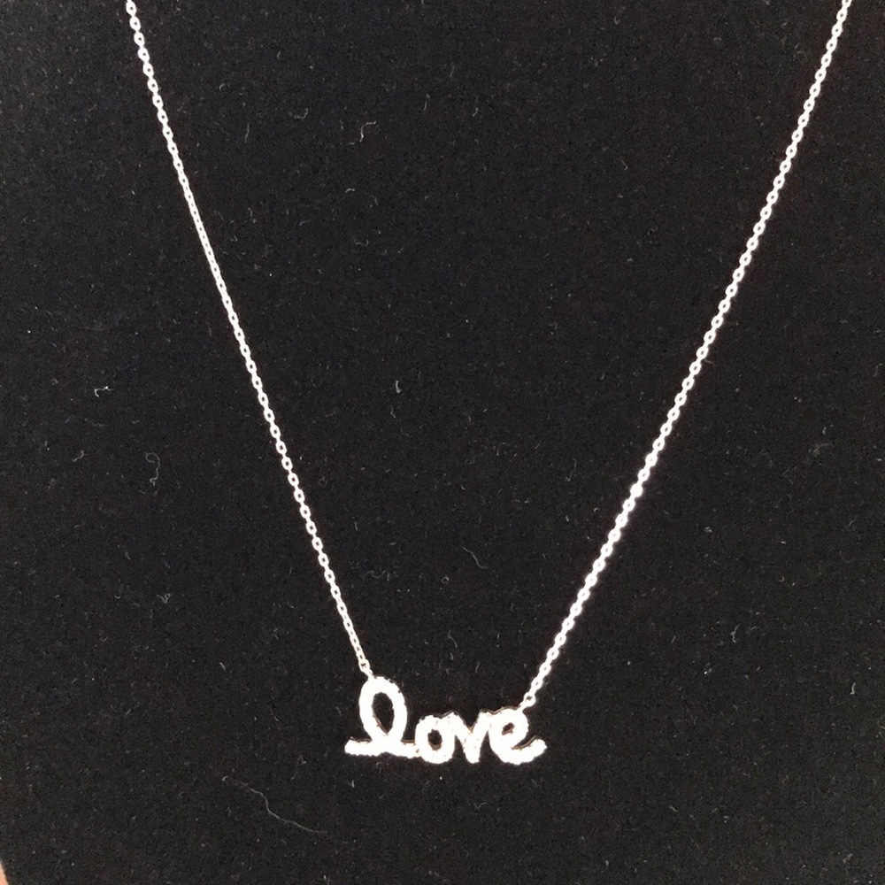 Sterling Silver Diamonique Love Necklace